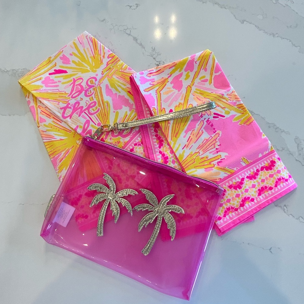 Lilly Pulitzer GWP bundle/Set (2x bandanas and 1x zip pouch)